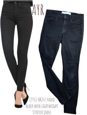 AYR Women's skinny 13942-BK247 faded black wash lightweight Stretch jeans 27